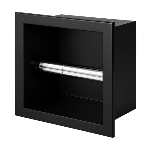 UCHWYT NA PAPIER TOALETOWY ŚCIENNY WNĘKOWY Z KOŁNIERZEM MARCO-BL CZARNY