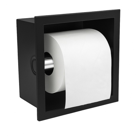 UCHWYT NA PAPIER TOALETOWY ŚCIENNY WNĘKOWY Z KOŁNIERZEM MARCO-BL CZARNY