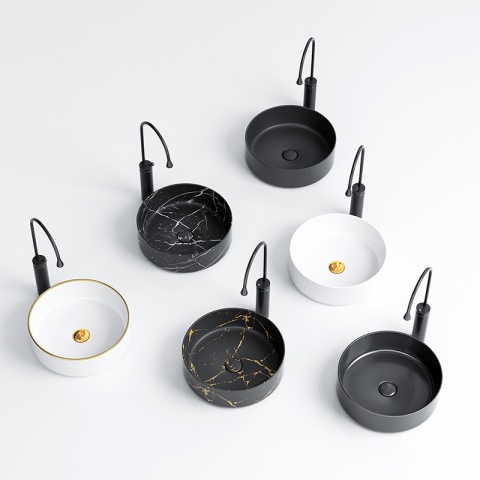 UMYWALKA NABLATOWA CERAMICZNA OKRĄGŁA LAVA-WH-360 BIAŁY POŁYSK 36x12 CM