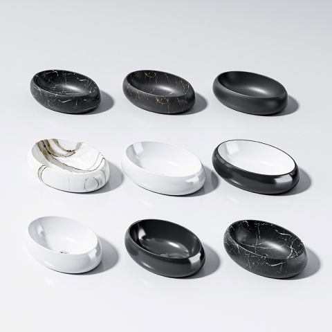 UMYWALKA NABLATOWA CERAMICZNA OWALNA CARI-MTB-500 CZARNY MAT 50x31 CM