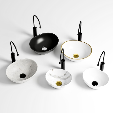 UMYWALKA NABLATOWA CERAMICZNA OWALNA LUMO-WH-GL-405 BIAŁA POŁYSK 40x33 CM