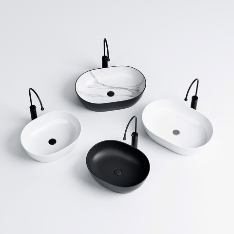 UMYWALKA NABLATOWA CERAMICZNA OWALNA NEO-MTB-480 CZARNY MAT 48x34 CM