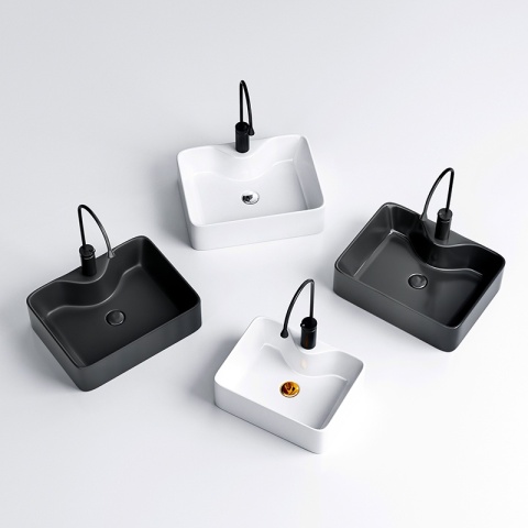 UMYWALKA NABLATOWA CERAMICZNA PROSTOKĄTNA ELISE-MTB-480 CZARNY MAT 48x37 CM