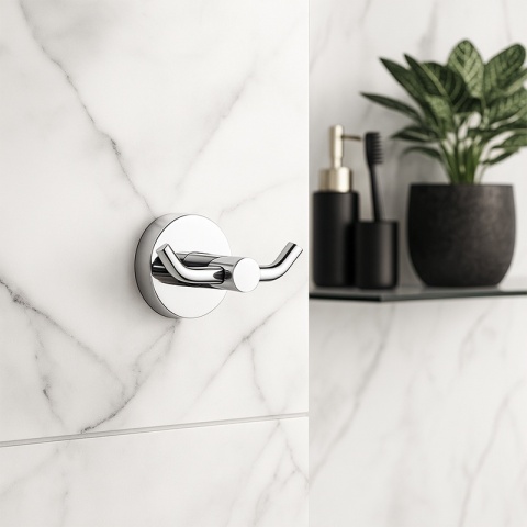 WIESZAK ŁAZIENKOWY NA RĘCZNIK HACZYK PODWÓJNY ŚCIENNY EVAN CHROM