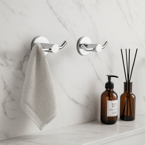 WIESZAK ŁAZIENKOWY NA RĘCZNIK HACZYK PODWÓJNY ŚCIENNY EVAN CHROM