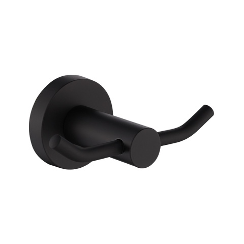 WIESZAK ŁAZIENKOWY NA RĘCZNIK HACZYK PODWÓJNY ŚCIENNY EVAN CZARNY