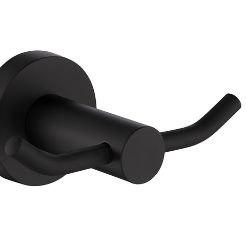 WIESZAK ŁAZIENKOWY NA RĘCZNIK HACZYK PODWÓJNY ŚCIENNY EVAN CZARNY