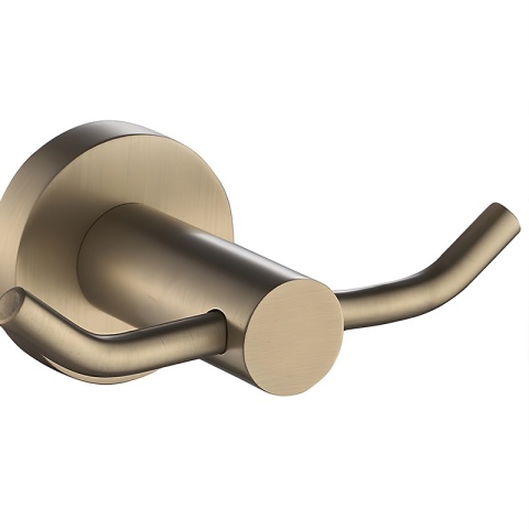 WIESZAK ŁAZIENKOWY NA RĘCZNIK HACZYK PODWÓJNY ŚCIENNY EVAN ZŁOTY SZCZOTKOWANY