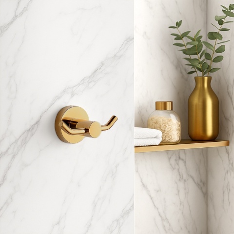 WIESZAK ŁAZIENKOWY NA RĘCZNIK HACZYK PODWÓJNY ŚCIENNY EVAN ZŁOTY