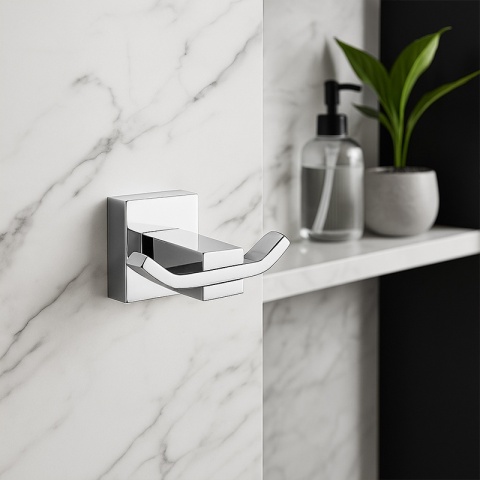 WIESZAK ŁAZIENKOWY NA RĘCZNIK HACZYK PODWÓJNY ŚCIENNY HEKTOR CHROM