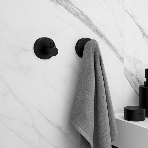 WIESZAK ŁAZIENKOWY NA RĘCZNIK HACZYK POJEDYNCZY ŚCIENNY IVO CZARNY