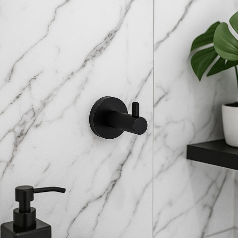 WIESZAK ŁAZIENKOWY NA RĘCZNIK HACZYK POJEDYNCZY ŚCIENNY IVO CZARNY