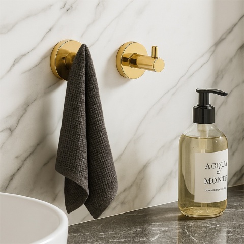 WIESZAK ŁAZIENKOWY NA RĘCZNIK HACZYK POJEDYNCZY ŚCIENNY IVO ZŁOTY