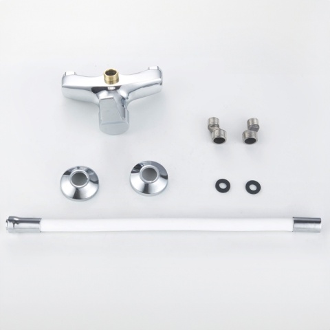 BATERIA KUCHENNA ŚCIENNA EBRO GIĘTKA BIAŁA WYLEWKA PODSTAWA CHROM