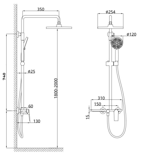 BATERIA PRYSZNICOWA ŁAZIENKOWA ZESTAW Z DESZCZOWNICĄ AMANDA RÓŻOWE ZŁOTO