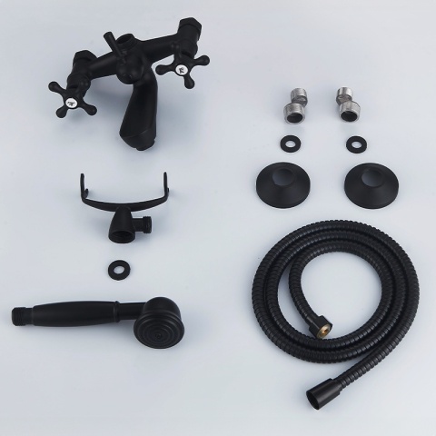 BATERIA WANNOWA ŚCIENNA PRYSZNICOWA ŁAZIENKOWA RETRO ZESTAW GLEN-BL CZARNA