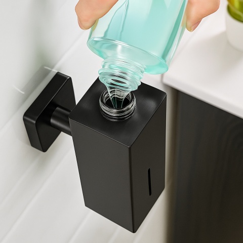 DOZOWNIK DO MYDŁA POJEMNIK NA ŚCIANĘ WISZĄCY LORA-BL CZARNY MAT