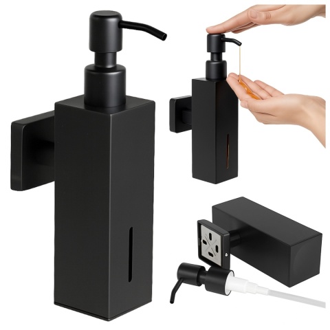DOZOWNIK DO MYDŁA POJEMNIK NA ŚCIANĘ WISZĄCY LORA-BL CZARNY MAT