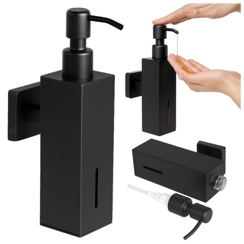 DOZOWNIK DO MYDŁA POJEMNIK NA ŚCIANĘ WISZĄCY LORA-BL CZARNY MAT
