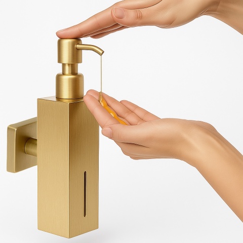 DOZOWNIK DO MYDŁA POJEMNIK NA ŚCIANĘ WISZĄCY LORA-GL-BR ZŁOTY SZCZOTKOWANY