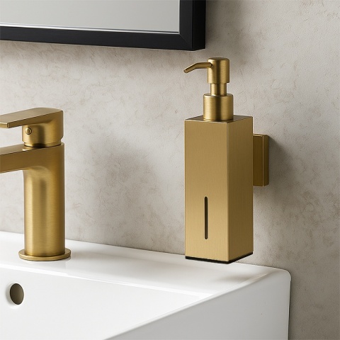 DOZOWNIK DO MYDŁA POJEMNIK NA ŚCIANĘ WISZĄCY LORA-GL-BR ZŁOTY SZCZOTKOWANY