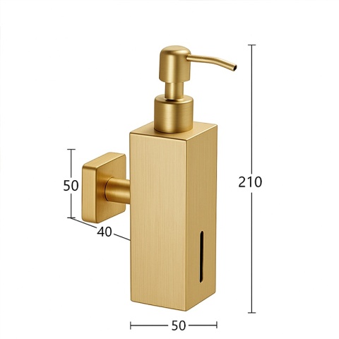 DOZOWNIK DO MYDŁA POJEMNIK NA ŚCIANĘ WISZĄCY LORA-GL-BR ZŁOTY SZCZOTKOWANY
