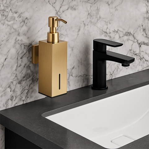 DOZOWNIK DO MYDŁA POJEMNIK NA ŚCIANĘ WISZĄCY LORA-GL-BR ZŁOTY SZCZOTKOWANY