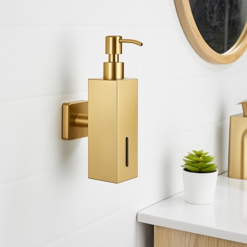 DOZOWNIK DO MYDŁA POJEMNIK NA ŚCIANĘ WISZĄCY LORA-GL-BR ZŁOTY SZCZOTKOWANY