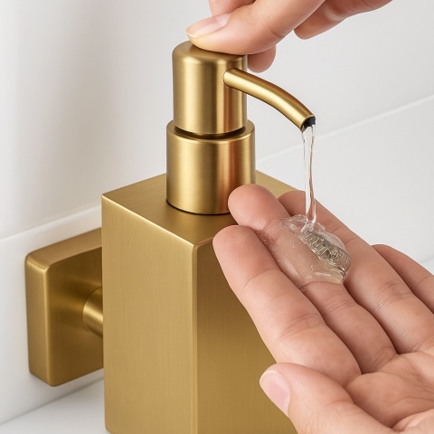 DOZOWNIK DO MYDŁA POJEMNIK NA ŚCIANĘ WISZĄCY LORA-GL-BR ZŁOTY SZCZOTKOWANY