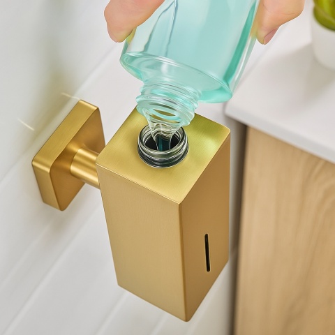 DOZOWNIK DO MYDŁA POJEMNIK NA ŚCIANĘ WISZĄCY LORA-GL-BR ZŁOTY SZCZOTKOWANY