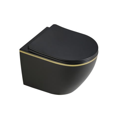 MISKA WC WISZĄCA RIMLESS MIZU-MTB-GL-RIM-03 CZARNA MAT DESKA WOLNOOPADAJĄCA DUROPLAST