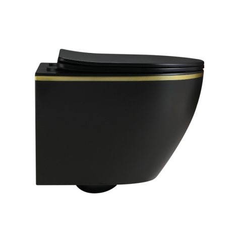 MISKA WC WISZĄCA RIMLESS MIZU-MTB-GL-RIM-03 CZARNA MAT DESKA WOLNOOPADAJĄCA DUROPLAST