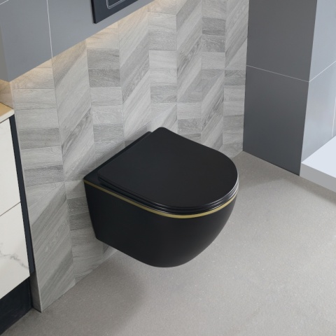 MISKA WC WISZĄCA RIMLESS MIZU-MTB-GL-RIM-03 CZARNA MAT DESKA WOLNOOPADAJĄCA DUROPLAST