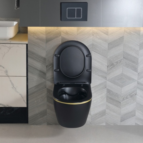 MISKA WC WISZĄCA RIMLESS MIZU-MTB-GL-RIM-03 CZARNA MAT DESKA WOLNOOPADAJĄCA DUROPLAST