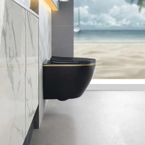 MISKA WC WISZĄCA RIMLESS MIZU-MTB-GL-RIM-03 CZARNA MAT DESKA WOLNOOPADAJĄCA DUROPLAST