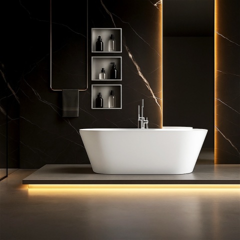 PÓŁKA ŁAZIENKOWA WNĘKOWA IGA Z KOŁNIERZEM CHROM 30X20X10 CM