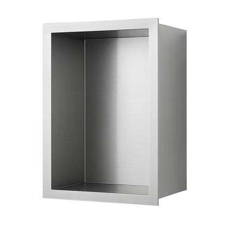 PÓŁKA ŁAZIENKOWA WNĘKOWA IGA Z KOŁNIERZEM CHROM 30X20X10 CM