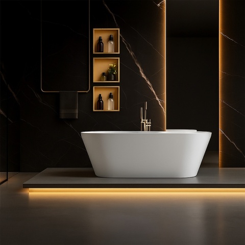 PÓŁKA ŁAZIENKOWA WNĘKOWA IGA Z KOŁNIERZEM ZŁOTA 30X30X7 CM