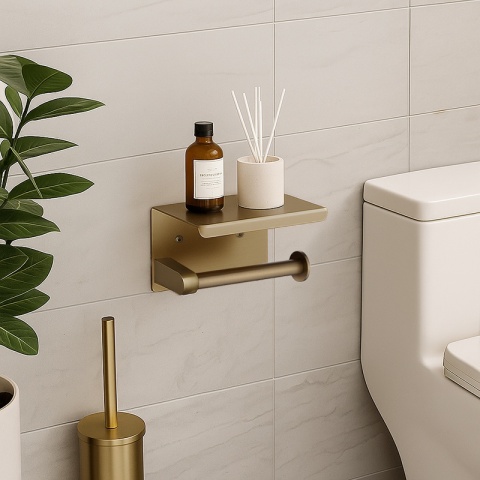 UCHWYT WIESZAK ŁAZIENKOWY NA PAPIER TOALETOWY CLARK-GL-BR ZŁOTY SZCZOTKOWANY