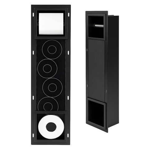 UCHWYT WNĘKOWY NA PAPIER TOALETOWY Z MAGAZYNKIEM DO ZABUDOWY DARIO-BL CZARNY