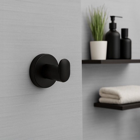 WIESZAK ŁAZIENKOWY NA RĘCZNIK METALOWY ŚCIENNY POJEDYNCZY LOFT AXEL CZARNY