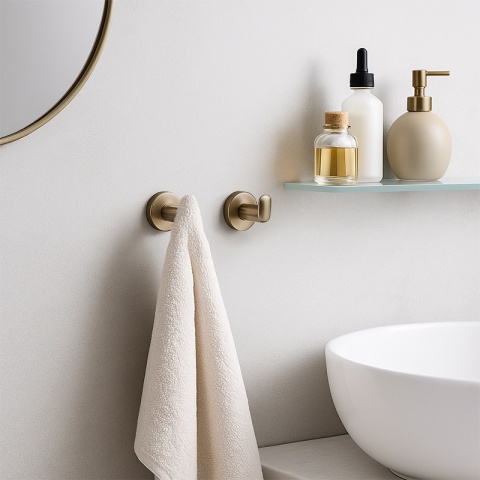 WIESZAK ŁAZIENKOWY NA RĘCZNIK METALOWY ŚCIENNY LOFT AXEL ZŁOTY SZCZOTKOWANY
