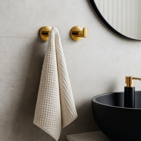 WIESZAK ŁAZIENKOWY NA RĘCZNIK METALOWY ŚCIENNY POJEDYNCZY LOFT AXEL ZŁOTY
