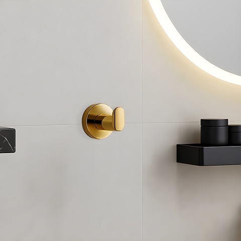 WIESZAK ŁAZIENKOWY NA RĘCZNIK METALOWY ŚCIENNY POJEDYNCZY LOFT AXEL ZŁOTY