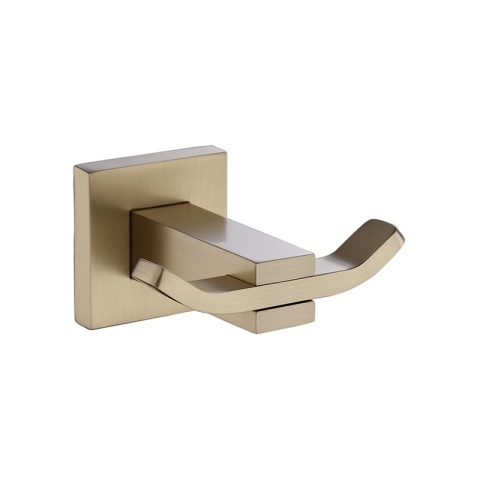 WIESZAK ŁAZIENKOWY NA RĘCZNIK HACZYK PODWÓJNY ŚCIENNY HEKTOR ZŁOTY SZCZOTKOWANY