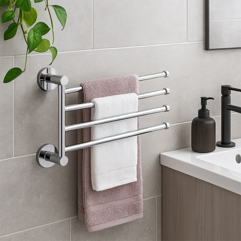 WIESZAK NA RĘCZNIKI CHROM ŁAZIENKOWY OBROTOWY POCZWÓRNY FELIX-CH DO ŁAZIENKI