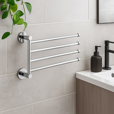 WIESZAK NA RĘCZNIKI CHROM ŁAZIENKOWY OBROTOWY POCZWÓRNY FELIX-CH DO ŁAZIENKI