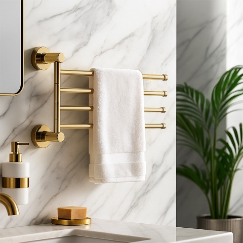 WIESZAK NA RĘCZNIKI ZŁOTY ŁAZIENKOWY OBROTOWY POCZWÓRNY FELIX-GL DO ŁAZIENKI