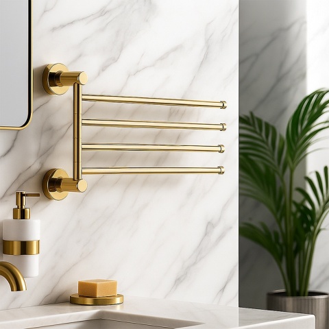 WIESZAK NA RĘCZNIKI ZŁOTY ŁAZIENKOWY OBROTOWY POCZWÓRNY FELIX-GL DO ŁAZIENKI