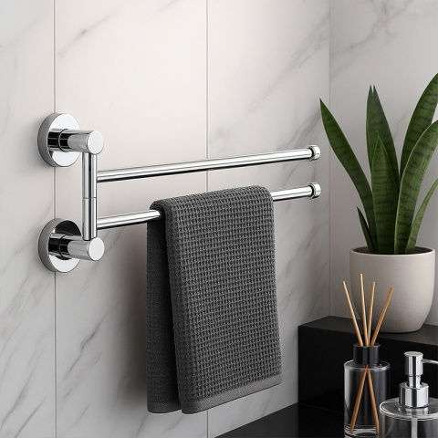 WIESZAK NA RĘCZNIKI CHROM ŁAZIENKOWY OBROTOWY PODWÓJNY ELIOT-CH DO ŁAZIENKI